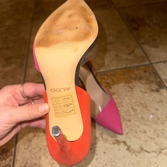 Aldo Pink and Orange Heels with Stiletto Heel and d'Orsay Cut - Picture 4 of 5
